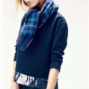 J Crew navy sequin trimmed Crewneck sweatshirt navy size S